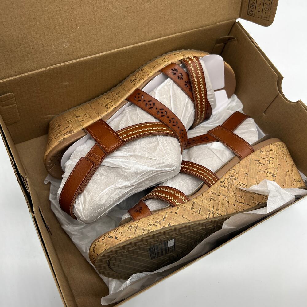 Skechers Beverlee Vegan Wedge Strappy Sandals Brown Size 10 - Picture 4 of 13